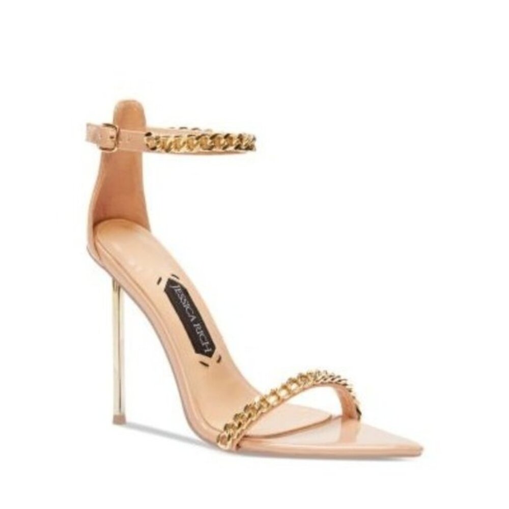 Jessica Rich Monaco Ankle Strap Stiletto Heel Sandals in Nude Gold